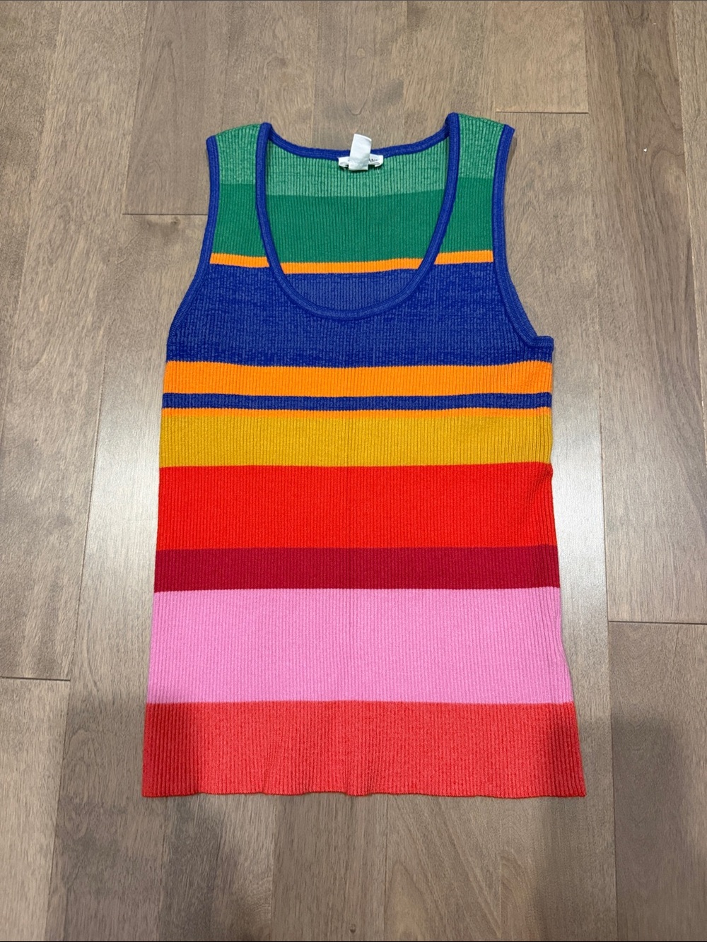 Striped Multicolor Rib Knit Tank Top - Women's